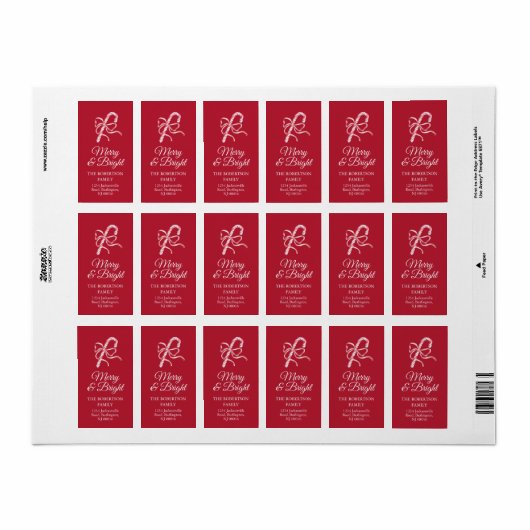 Candy Cane Return Address Sticker Adressaufkleber (Vorne)