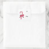 Candy Cane Ribbon Classic Illustration Quadratischer Aufkleber (Tasche)