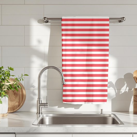 Candy Cane Rot und Weiß einfach, horizontal gestre Geschirrtuch