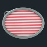 Candy Cane Rot und Weiß einfach, horizontal gestre Ovale Gürtelschnalle<br><div class="desc">Candy Cane Rot und Weiß einfach horizontal gestreift.</div>