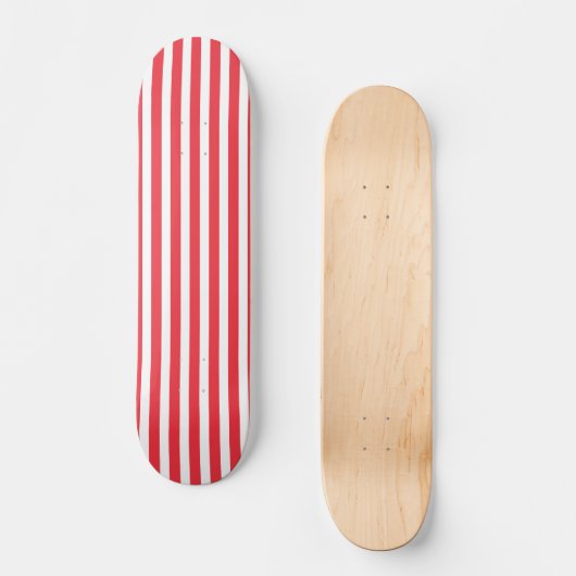 Candy Cane Rot und Weiß einfach, horizontal gestre Skateboard (Vorderseite)