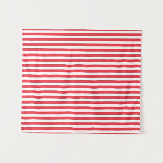 Candy Cane Rot und Weiß einfach, horizontal gestre Wandteppich (Vorderseite (Horizontal))