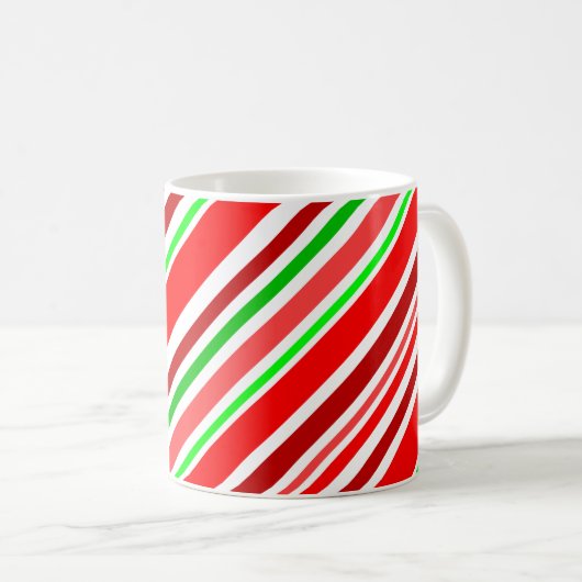 Candy Cane Rot Weiße Streifen Festlich Kaffeetasse (VorderseiteRechts)