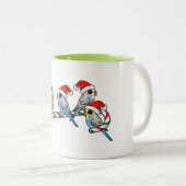 Candy Cane Santa Budgies Zweifarbige Tasse (VorderseiteRechts)