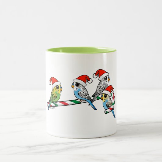 Candy Cane Santa Budgies Zweifarbige Tasse (Mittel)