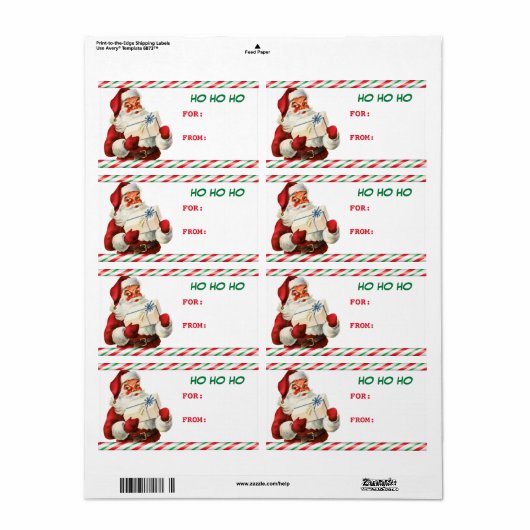 Candy Cane Santa Claus Geschenketikett (Vorne)