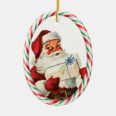 Candy Cane Santa Claus Personal Keramik Ornament