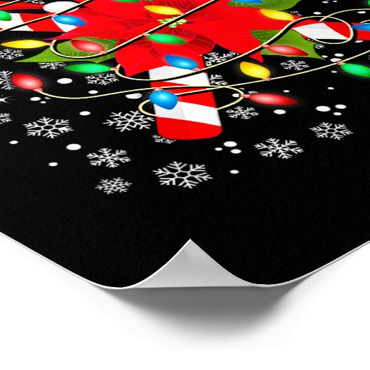 Candy Cane Santa Hat Christmas Lights Merry And Br Poster (Ecke)