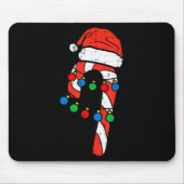 Candy Cane Santa Hat Christmas Lights Xmas Men Wom Mousepad (Vorne)
