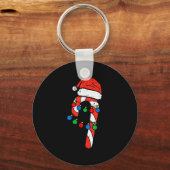 Candy Cane Santa Hat Christmas Lights Xmas Men Wom Schlüsselanhänger (Vorderseite)