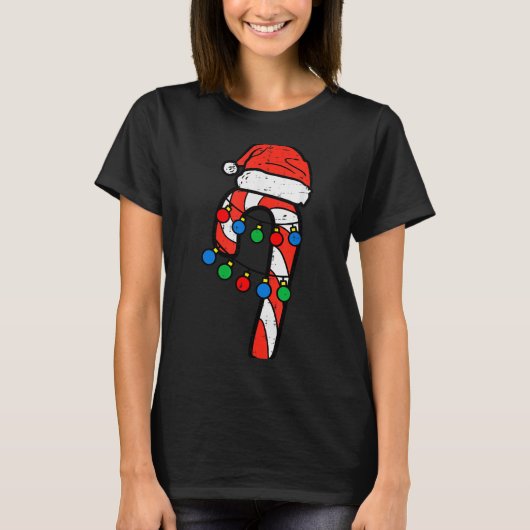Candy Cane Santa Hat Christmas Lights Xmas Men Wom T-Shirt (Vorderseite)