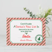 Candy Cane Santa's Nice List Certificate Christmas Einladung (Stehend Vorderseite)