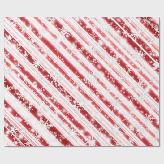 Candy Cane Schneeflocken Glitzern Geschenkpapier (Flach)