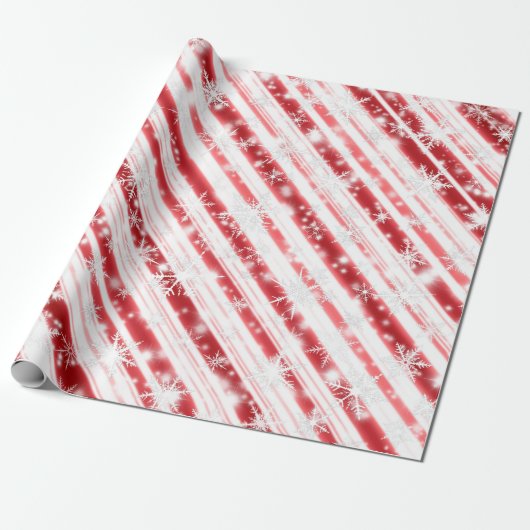 Candy Cane Schneeflocken Glitzern Geschenkpapier (Ungerollt)