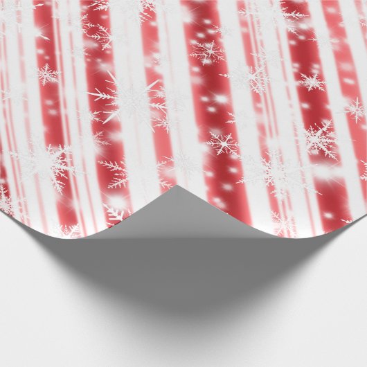Candy Cane Schneeflocken Glitzern Geschenkpapier (Ecke)