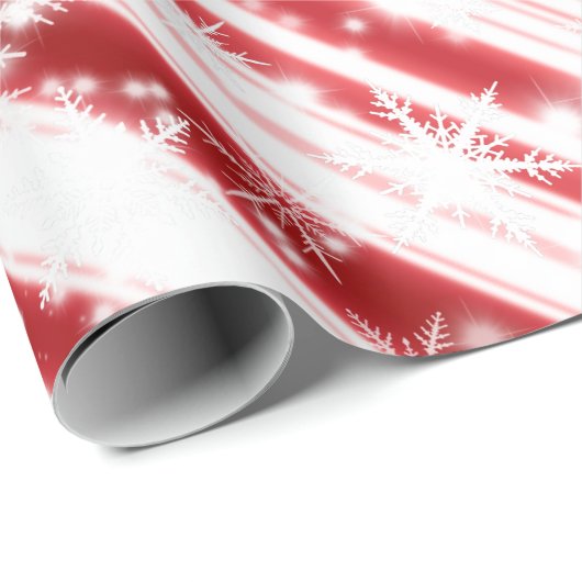 Candy Cane Schneeflocken Glitzern Geschenkpapier (Rolleneckpunkt)