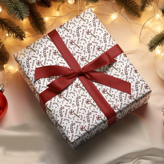 Candy Cane Set 3 Wrapping Paper Geschenkpapier Set