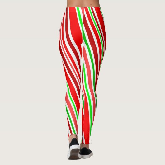 Candy Cane Slimming Spiralstreifen Red White Green Leggings (Rückseite)