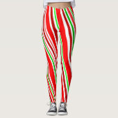 Candy Cane Slimming Spiralstreifen Red White Green Leggings (Vorderseite)