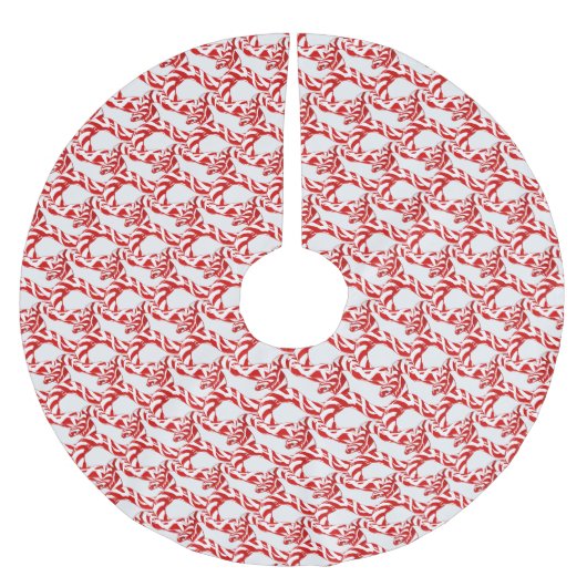 CANDY CANE SNAKE auf dem WEISSEN Baumrock Polyester Weihnachtsbaumdecke (Vorderseite)