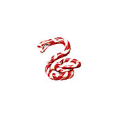 CANDY CANE SNAKE auf GOLD Baum Rock Polyester Weihnachtsbaumdecke