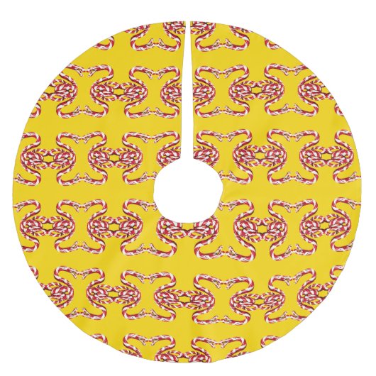 CANDY CANE SNAKE auf GOLD Baum Rock Polyester Weihnachtsbaumdecke (Vorderseite)
