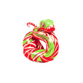 CANDY CANE SNAKE auf SPEARMINT-Baumrock Polyester Weihnachtsbaumdecke