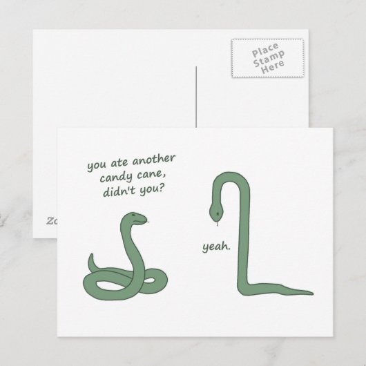 Candy Cane Snake Postkarte (Vorne/Hinten)