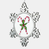 Candy Cane Snowflake Schneeflocken Zinn-Ornament (Rechts)