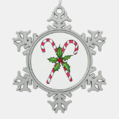 Candy Cane Snowflake Schneeflocken Zinn-Ornament (Vorderseite)