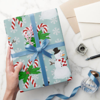 Candy Cane, Snowman, die Papierblätter umhüllen Geschenkpapier