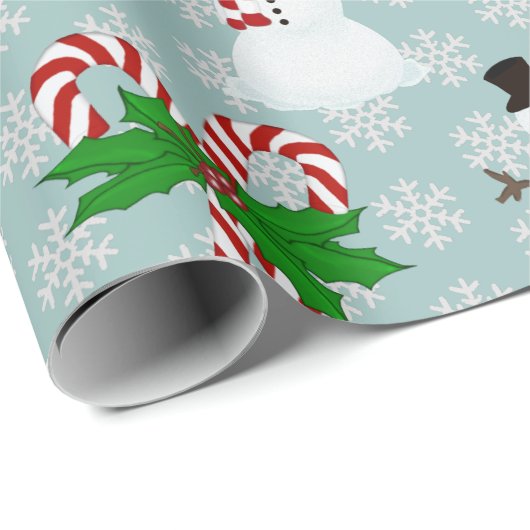 Candy Cane, Snowman, die Papierblätter umhüllen Geschenkpapier (Rolleneckpunkt)