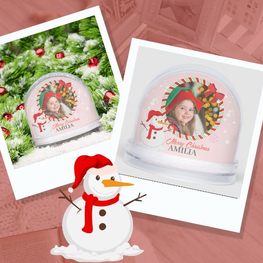 Candy Cane Snowman Foto Bow Weihnachtskids Schneekugeln