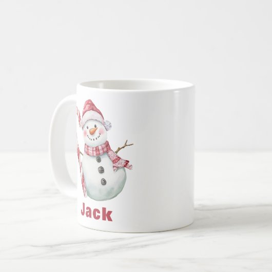 Candy Cane Snowman Weihnachten Kaffeetasse (Vorderseite Links)