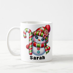 Candy Cane Snowman Weihnachts-Individuelle Name Kaffeetasse