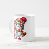 Candy Cane Snowman Weihnachts-Individuelle Name Kaffeetasse (Vorderseite Links)