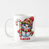 Candy Cane Snowman Weihnachts-Individuelle Name Kaffeetasse (Links)