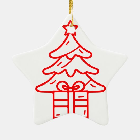 Candy Cane Star - Weihnachtsdekoration Keramik Ornament (Hinten)
