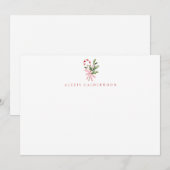 Candy Cane Stechpalme und Schleife Personalisierte Mitteilungskarte (Vorne/Hinten)