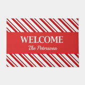 Candy Cane Streifen mit Personalisiertem Text Fußmatte (Vorderseite)