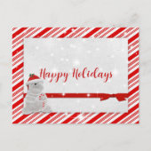 Candy Cane Streifen mit Polar Bear Ankündigungspostkarte (Vorderseite)