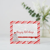 Candy Cane Streifen mit Polar Bear Ankündigungspostkarte (Stehend Vorderseite)