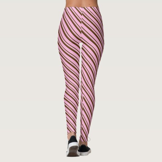 Candy Cane Streifen, Pfefferminz Pink und Schokola Leggings (Rückseite)