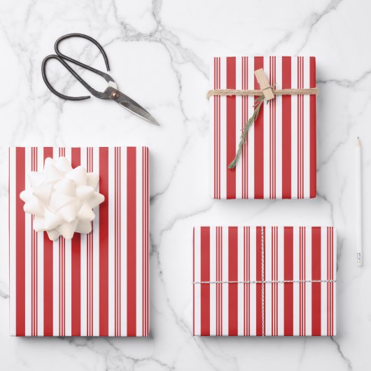 Candy Cane Streifen rot und weiß Geschenkpapier Set (Vorderseite)