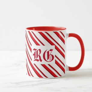 Candy Cane Streifen, rot und weiß, Monogramm Tasse