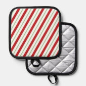 Candy Cane Streifen Weihnachts Topflappen (Vorderseite/Rückseite)