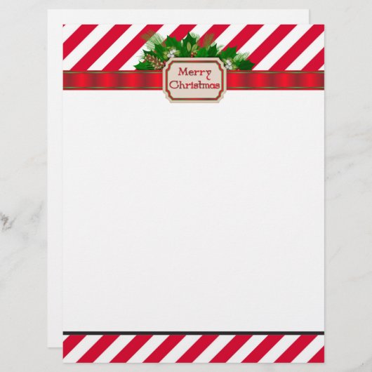 Candy Cane Streifen Weihnachtsbriefe Briefpapier (Vorne/Hinten)