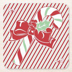 Candy Cane Streifen Weihnachtsuntersetzer Rechteckiger Pappuntersetzer