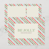 Candy Cane Strip and Damask Holiday Postkarten (Vorne/Hinten)