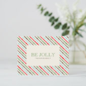 Candy Cane Strip and Damask Holiday Postkarten (Stehend Vorderseite)